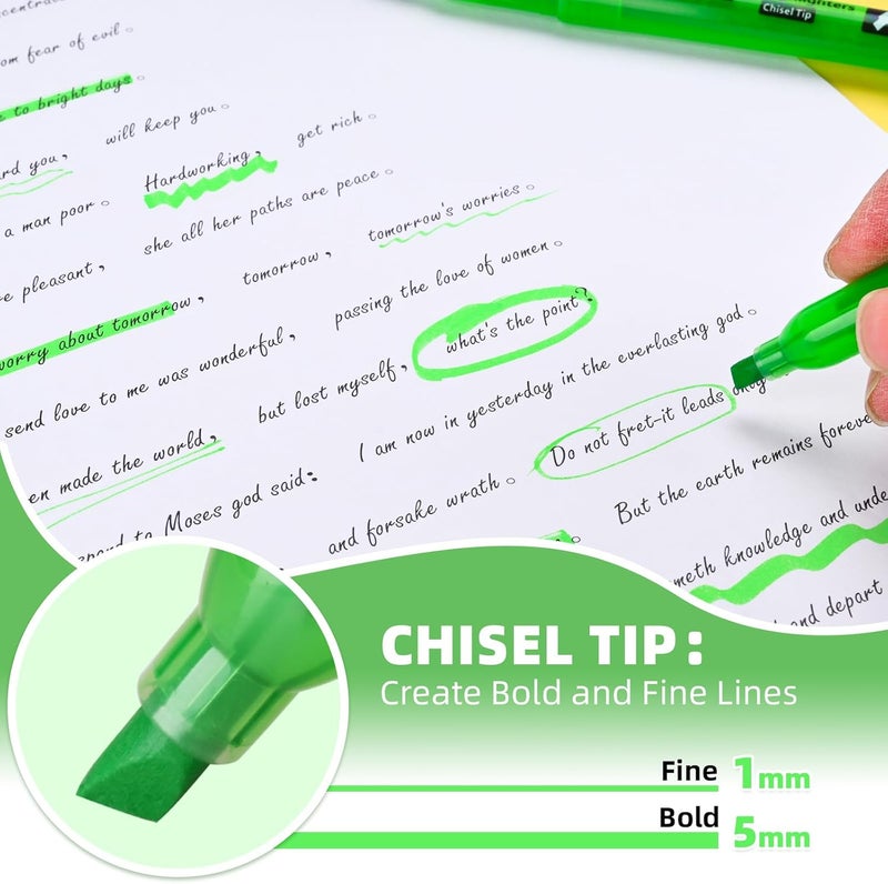 Cgerma Highlighters 36 Pack, Chisel Tip Green Highlighter Bright Colors,Quickly Drying, Perfect for Students Kids Adults Classroom, School, Office - Image 2